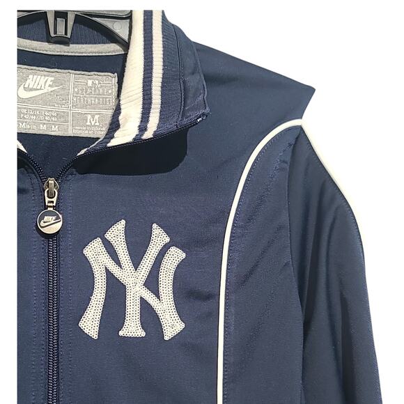 Vintage Nike NY Yankees Full Zip Track Jacket Blue Medium 8-10 GUC - Picture 3 of 6